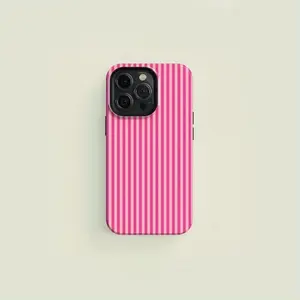 One pink striped dual-layer protective case, a sturdy and durable 2-in-1 protective case, compatible with iPhone 17/16/15/14/13/12/11 Pro Max/Plus/Pro, and Samsung Galaxy S25/S24/S23 Ultra series. Suitable for couples.