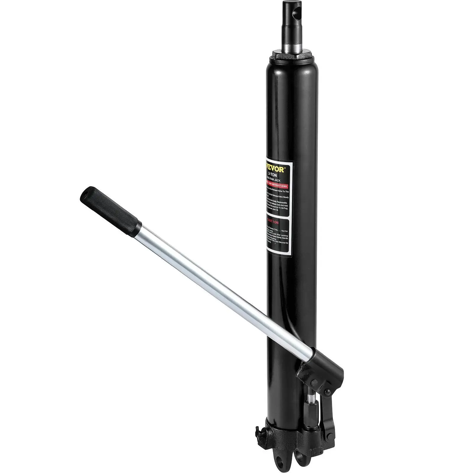 【summerfinds】VEVOR Hydraulic Long Ram Jack, 3 Tons/6600 lbs Capacity, with Single Piston Pump and Clevis Base, Manual Cherry Picker with Handle, for Garage/Shop Cranes, Engine Lift Hoist, Black