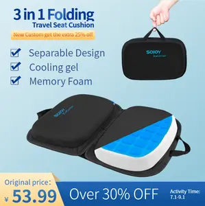 【Fall Sale】 Sojoy iGelComfort 3 in 1 Foldable Gel Seat Cushion Featured with Memory Foam (A Must-Have Travel Cushion! Smart, Easy Travel Cushion) (Size: 18.5“ x 15" x 2") seatcushion