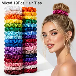 19pcs Women's Hair Accessories, Multi-Colored Small Elastic Headband Girls Ponytail Holder Small Headband, Bulk Elastic Headband, Suitable For Thick Curly Hair Pony Tail Headband