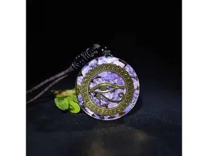 Orgone Eye of Horus Emf Protection Necklace,Orgone Energy Blocker Necklace,Healing Crystal Charoite Udjat Eye Necklace