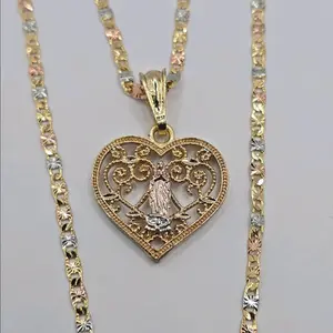 VIRGIN MARY beautiful heart three colors chain gold-plated 18"inches