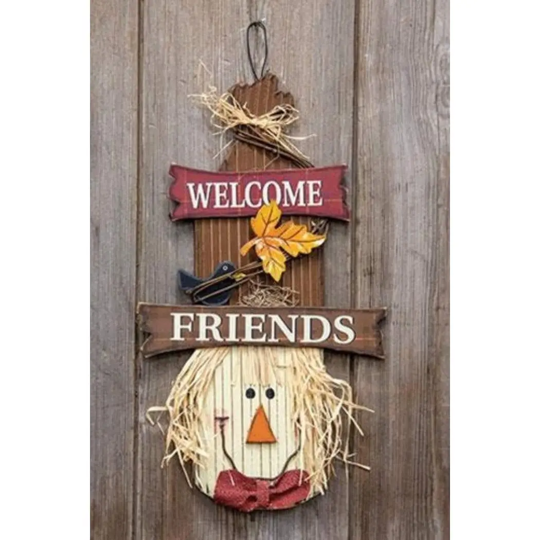 Welcome Friends Scarecrow Head