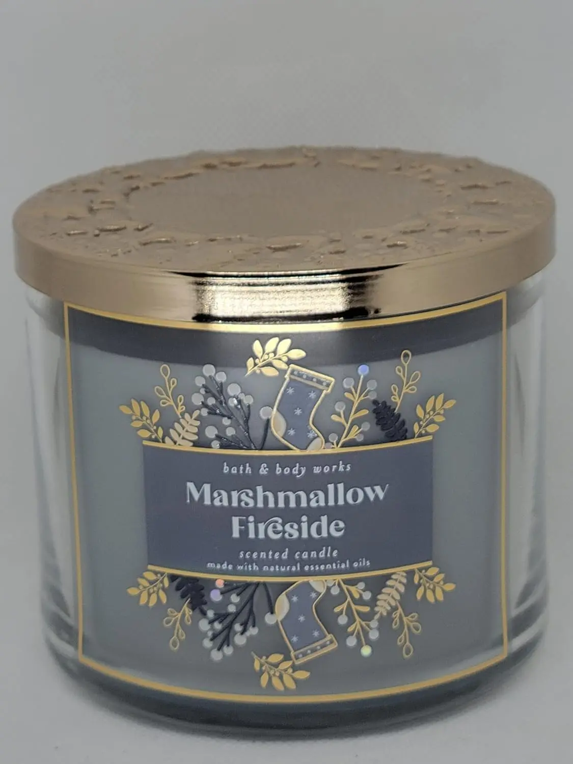 Bath & Body Works, White Barn 3-Wick Candle w/Essential Oils - 14.5 oz - 2021 Christmas Scents! (Marshmallow Fireside)