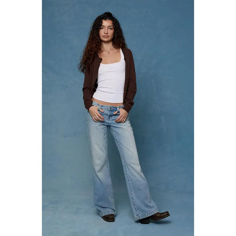Pacsun Women's Charlie Low Rise Baggy Bootcut Jeans Light Blue