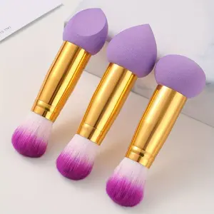 1set Double-ended Purple Makeup Sponge + Makeup Brush