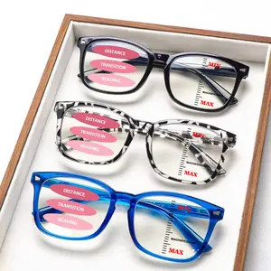 3-Piece Progressive Multifocal Blue Light Blocking Reading Glasses Retro Print Solid Color Design Rectangular Frames Stylish And Versatile Unique Spring Hinge Design Suitable For Various Face Shapes Ideal For Everyday Wear