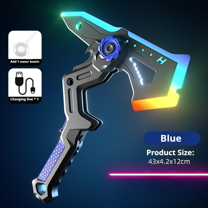 2-in-1 Sword & Axe Prop for Boys, 7-Color Luminous Spray Transformable Light Saber, Glowing Cosplay Weapon Prop, Interactive Deformable Axe-Sword Gift with Lights, Fun Role-Play Prop for Kids lead street