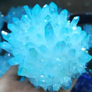 Sky Blue Natural Aura Crystal Cluster Angel Raw Clear Quartz