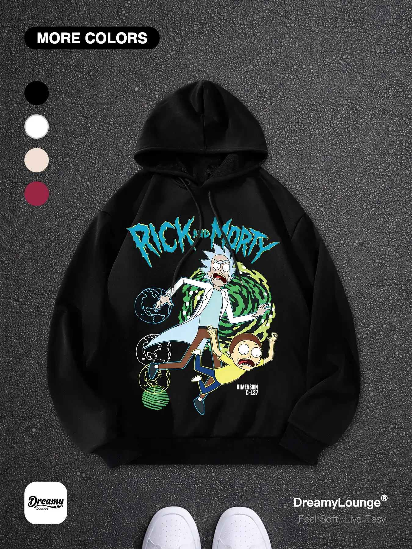 Rick and Morty Loose Fit Hoodie, Graphic Print, Casual Breathable Sweatshirt, Perfect for Daily Wear, Home, Outdoor Activities, Casual Streetwear Hoodie, Casual Hooded Sweatshirt