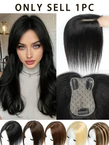 7x11 Invisible Hairline Extension Real Topper Human Hair, Conceals Hair Parting, Increases Hair Volume, Real Human Hair Bangs Replacement Patch, Human Hair Extensions