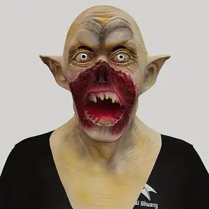 Realistic Latex Zombie Vampire Mask - Silicone, Bloody Face, Sharp Teeth, Fierce Eyes, Bloody Visual Effects - Halloween, Day Of The Dead Festive & Party Accessory, Home Haunted Decor