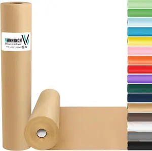 Brown Wrapping Paper Roll, Craft Kraft Packing Paper 17.5"x 1200"(100') for Birthday Gift Bulletin Board Arts Bouquet Flower Table Covering Poster Moving Supplies 70GSM 50LB