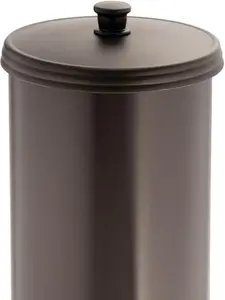 iDesign Freestanding Bathroom Toilet Paper Storage Holder with Lid for 3 Extra Rolls, Bronze