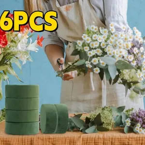 6 Packs Round Floral Foam Blocks Green Wet Dry Flower Foam Bricks DIY Flower Arrangement Supplies Kit Florist Foam for Aisle Flowers Wedding Party Decorations