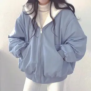 New Jackets For Women Thick Warm Parkas Double Sided Hooded Coat Korean Casual Loose Zip Up Jackets Coat Womenswear Tops Adjustable Bike