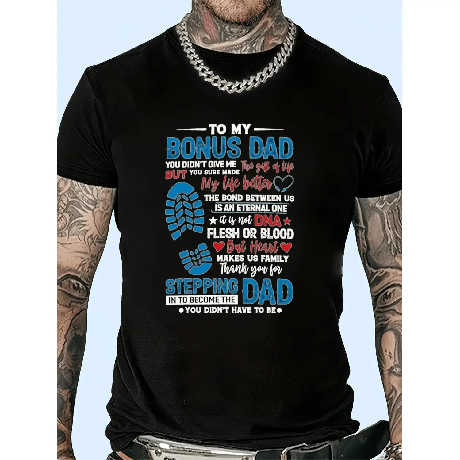 One Piece Mens Step Dad T-Shirt Suitable For Stepfather Non Biological Dad Casual Crew Neck Top Machine Washable Comfortable Gift For Fathers Day From Wife Husband