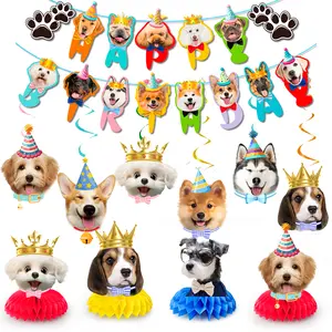 Dog Hanging Swirls Decorations Banner, 25 Pcs Dog Themed Birthday Party Decorations, Dog Birthday Party Honeycomb Centerpieces Banner Hanging Swirls for Kids/Teens Puppy Birthday Decorations Supplies