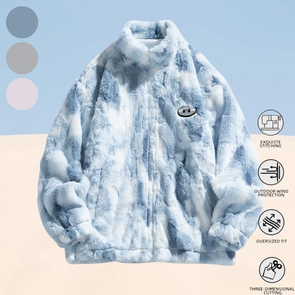Men's Spring & Autumn New Style Suede Jacket - Tie-Dye Trendy, Comfortable Casual Outerwear, Back-to-School Must-Have, Soft Long-Sleeve Zipper Style, Great for Fall/Winter, Versatile Layering Design, Stylish