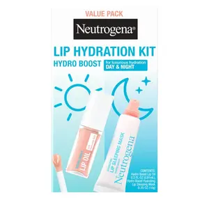 Neutrogena Hydro Boost Lip Hydration Kit with Tinted Lip Oil & Clear Sleeping Mask with Hyaluronic Acid and Enriched Nourishing Moisturizer, Gift Set