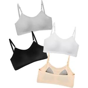 KF5-UWA002 Training Bras for Girls Wireless Teen Bras Lightly Padded Cotton Kids Bra Adjustable Straps Back