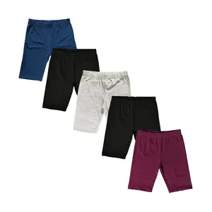 MISS POPULAR Girls 5-Pack Biker Shorts Cotton Spandex Elastic Waistband | Dance, Gymnastics.