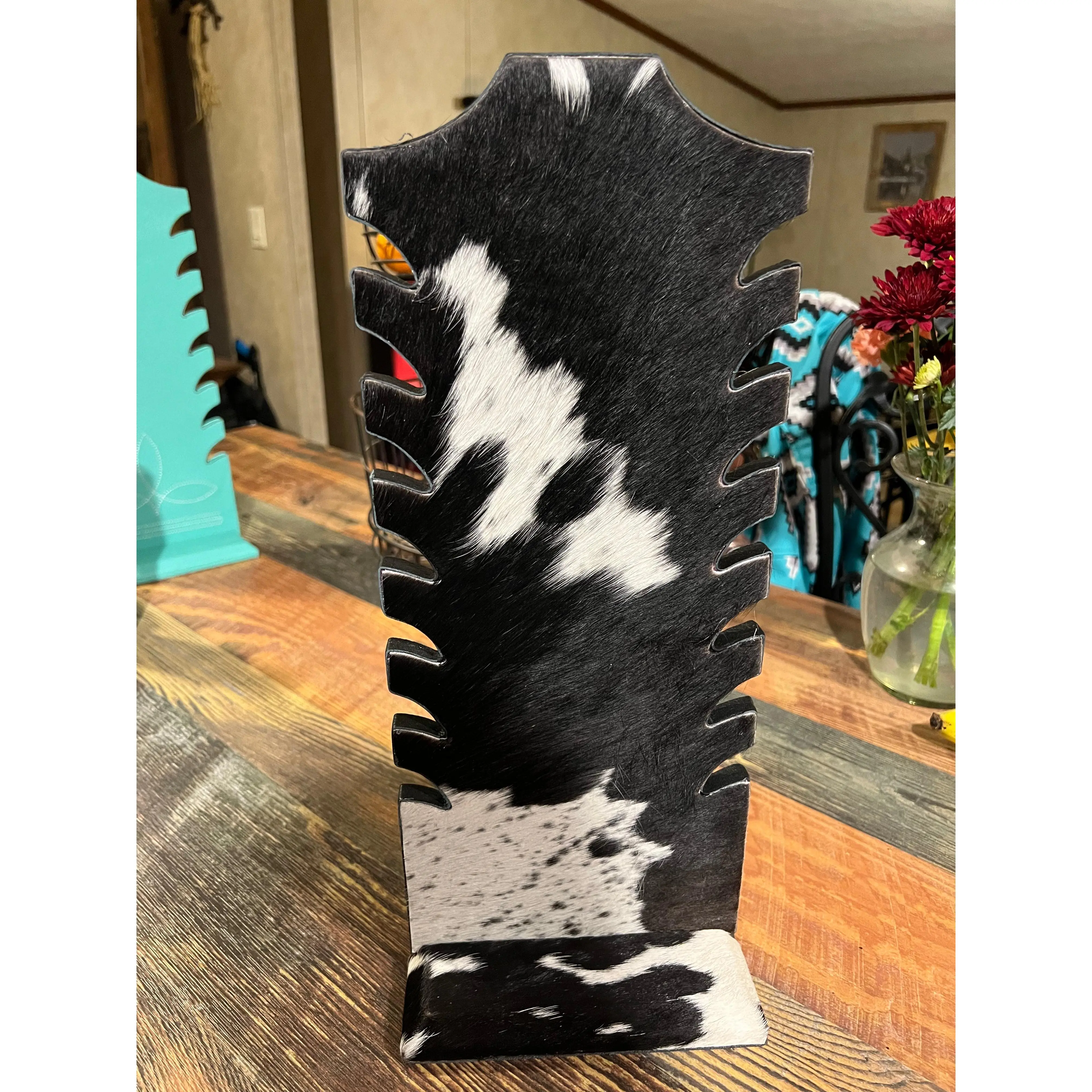 Black and White Cowhide 7 necklace holder