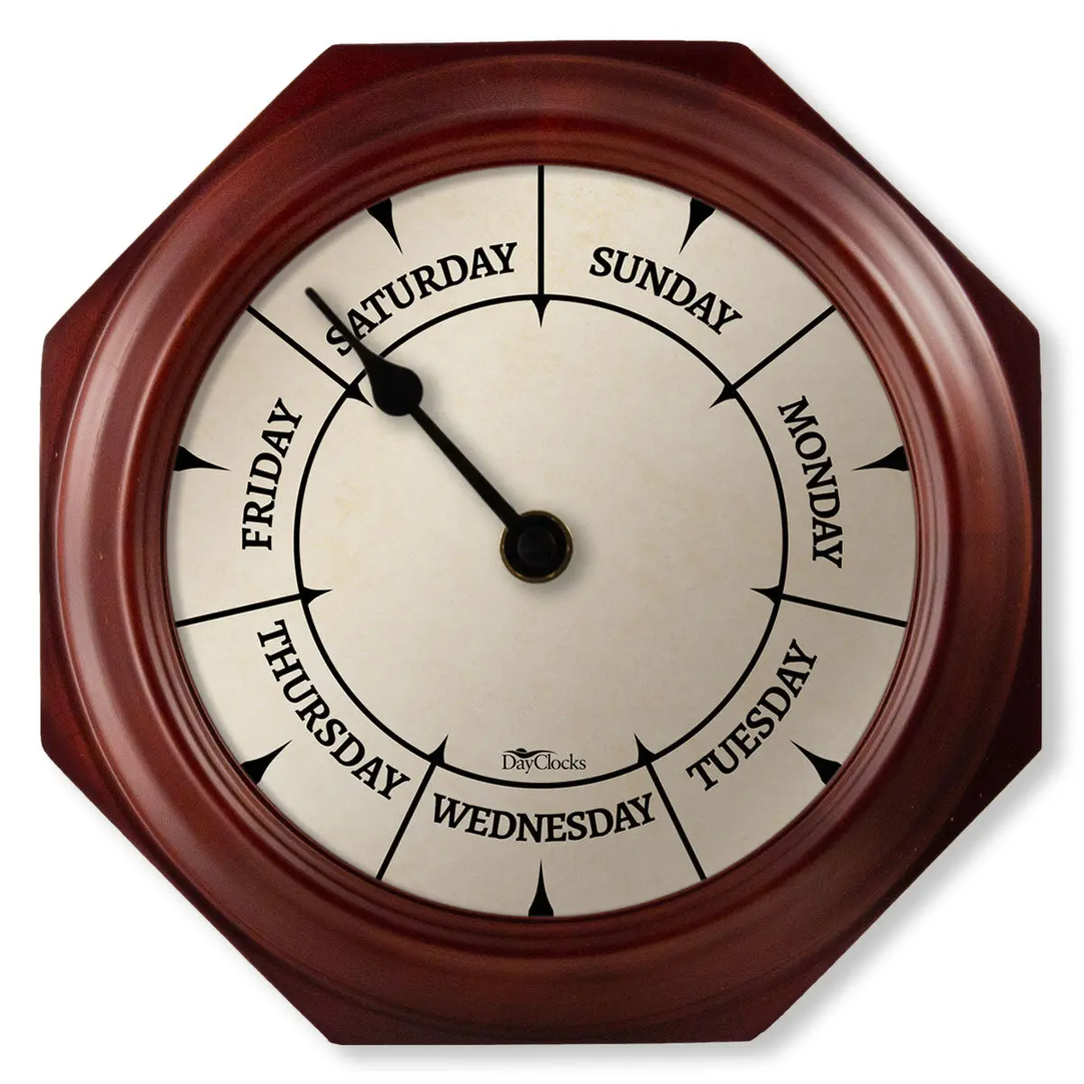 DayClocks Day-of-the-Week 10" Wall Clock with Mahogany Wood Frame
