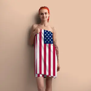 American Flag Pattern Beach Towel, Striped Pattern Towel, Quick-drying Lightweight Towel, Soft Water Absorbent Towel for Swimming, Yoga, Camping