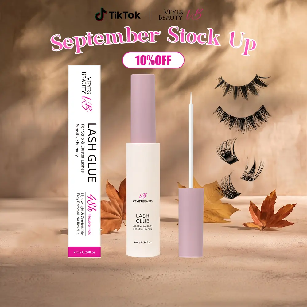 VEYESBEAUTY SoftLock Sensitive Lash Glue 7ML for Eyelash Extensions Long Lasting Strong Hold Individual Makeup Cosmetic Made for Cluster & Strip Lashes
