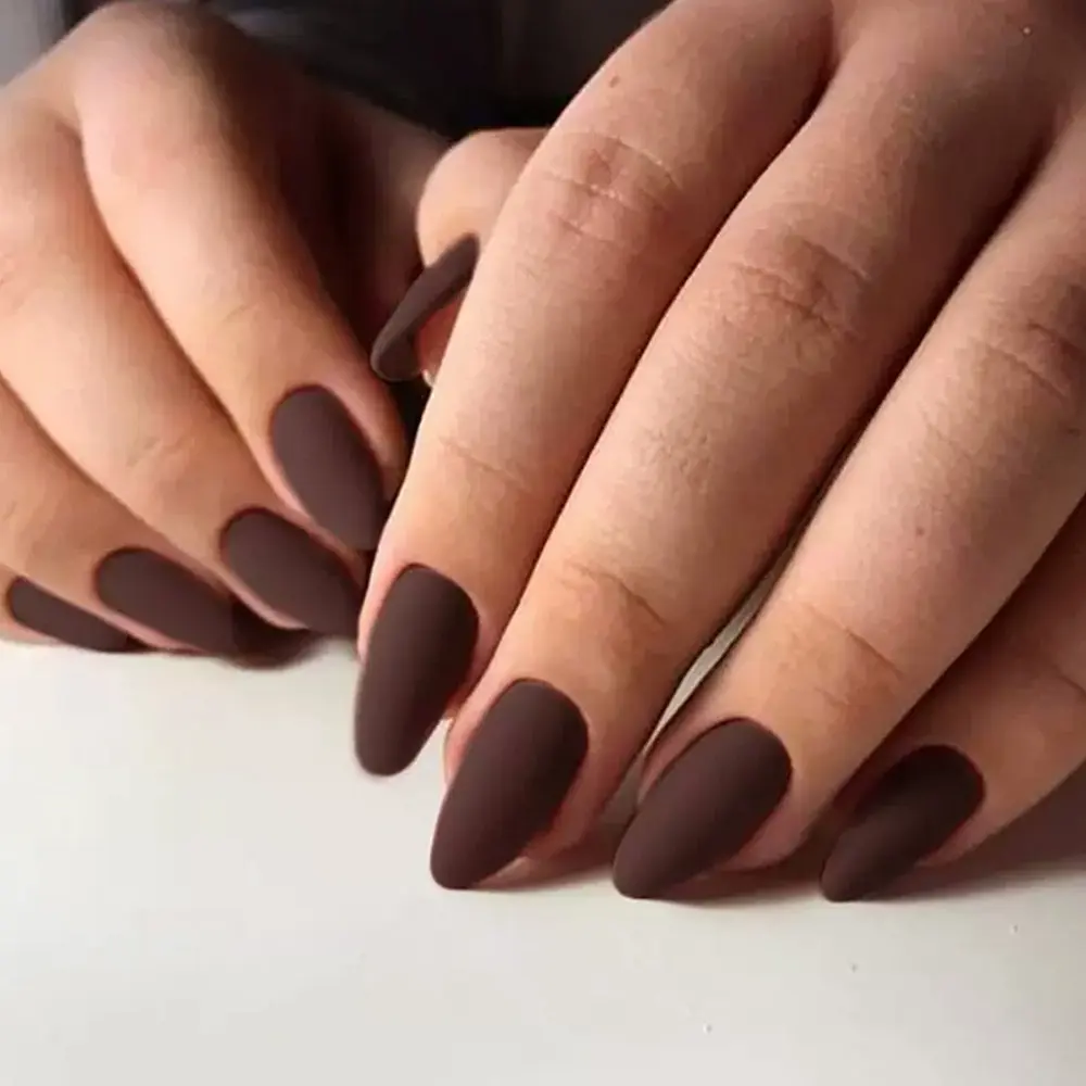 30Pcs Chocolate Brown Matte Press On Nails Matte False Nails Nail Art Products Nail Art Supplies Nail Set