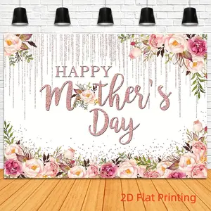Happy Mother's Day Background Banner, Multiple Sizes Available, Floral Party Decoration, Thank Mom Gift Wall Decor, Studio Prop