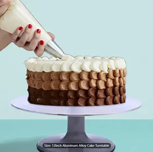 1pc, Aluminum Alloy Cake Turntable, Rotating Dessert Display Stand, For Cake Decorating Tools, Baking Tools, Kitchen Gadgets, Kitchen Accessories