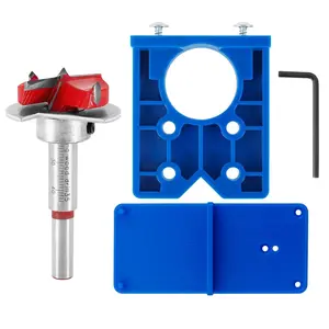 35mm Concealed Hinge Jig Kit,  Woodworking Tool Drill Bits Hinge Drilling Hole Router Jig for Cabinet Cupboard Door Installation, Hinge Hole Drill Guide Set with 35mm Bit