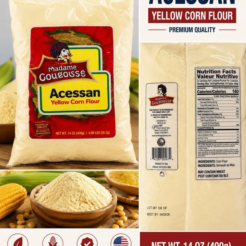 Madame Gougousse Acassan Yellow Corn Flour, Snack Ingredient for Crisps & Puffed Snacks