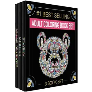 Set of 3 Adult Coloring Books, Animals, Scenery & Mandalas Designs - 120 Unique Images! 8.5 in. x 8.5 in. Pages