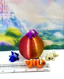 4pcs 3D Printed Mini Axolotl and Egg, Articulated Mini Axolotl Fidget Toy, Colorful Tiny Animal Toy, Executive Desk Toy, Home Decor MA001-RBW1 Eye Nature