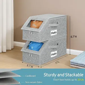 Stackable Baseball Cap Storage Box Holds 24 Hats Durable Foldable Cardboard Organizer Large Capacity Hat Toy Storage Dustproof Space Saving