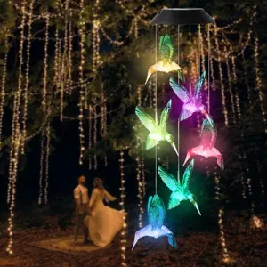 6LED Green Hummingbird Solar Lights Color Changing Waterproof IP65 Hanging Lights for Garden Yard Path Decor and Gifts