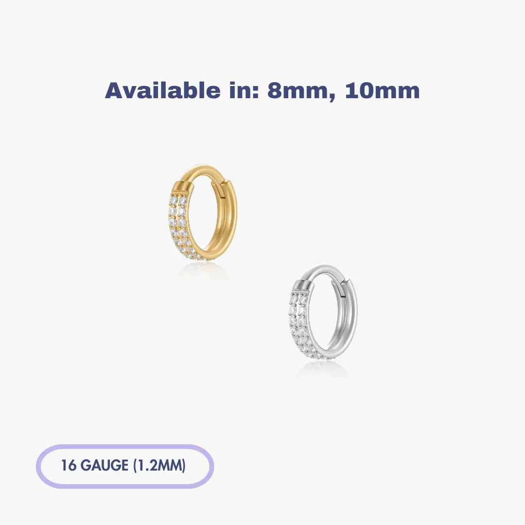 Double Stacked Pave Gem Titanium Clicker Hoop (Single)
