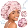 BONNET QUEEN Women's Satin Bonnet Hat for Curly Hair - Pink Champagne/Rose Gold, Hyaluronic Acid Double Filler, Adjustable Reversible Elastic Band with Scrunchie, Machine Washable Anti-Frizz Heatless Smooth Haircare Accessory Gift Idea summerwins,summerwi