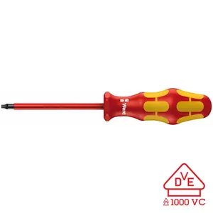 Wera 05004784001 Kraftform Plus VDE 168i Square Socket Insulated Screwdriver, #2 Head, 8" Blade Length