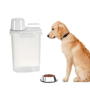 Airtight Rice Container 3 Lbs -5 Lbs, 2.5 Liters Cereal Container Dispenser, Pet Cat Dog Food Storage Container, Plastic Kitchen Pantry Food Storage Container with Cup