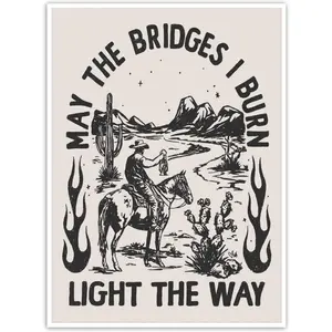 Western Vintage Canvas Paintings Ranch Desert Wall Decor Light The Way Art Prints Wild West Posters Pictures for Western Bedroom Bathroom Unframed