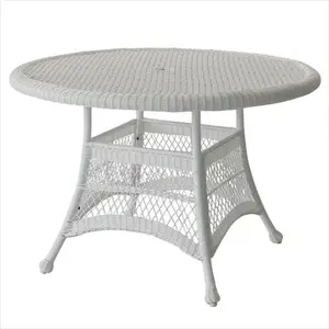 212 MAIN 44 In. Round Resin Wicker Outdoor Dining Table - Indoor Outdoor Furniture, Lightweight Steel-Frame Table, Weather Resistant