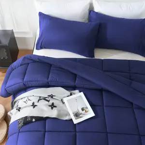 DOWNCOOL All Seasons 3pcs Light Weight Comforter set with Multi-colors, Quilted Duvet Set with corner tab, Hotel Bedding Comforter Set Machine Washable