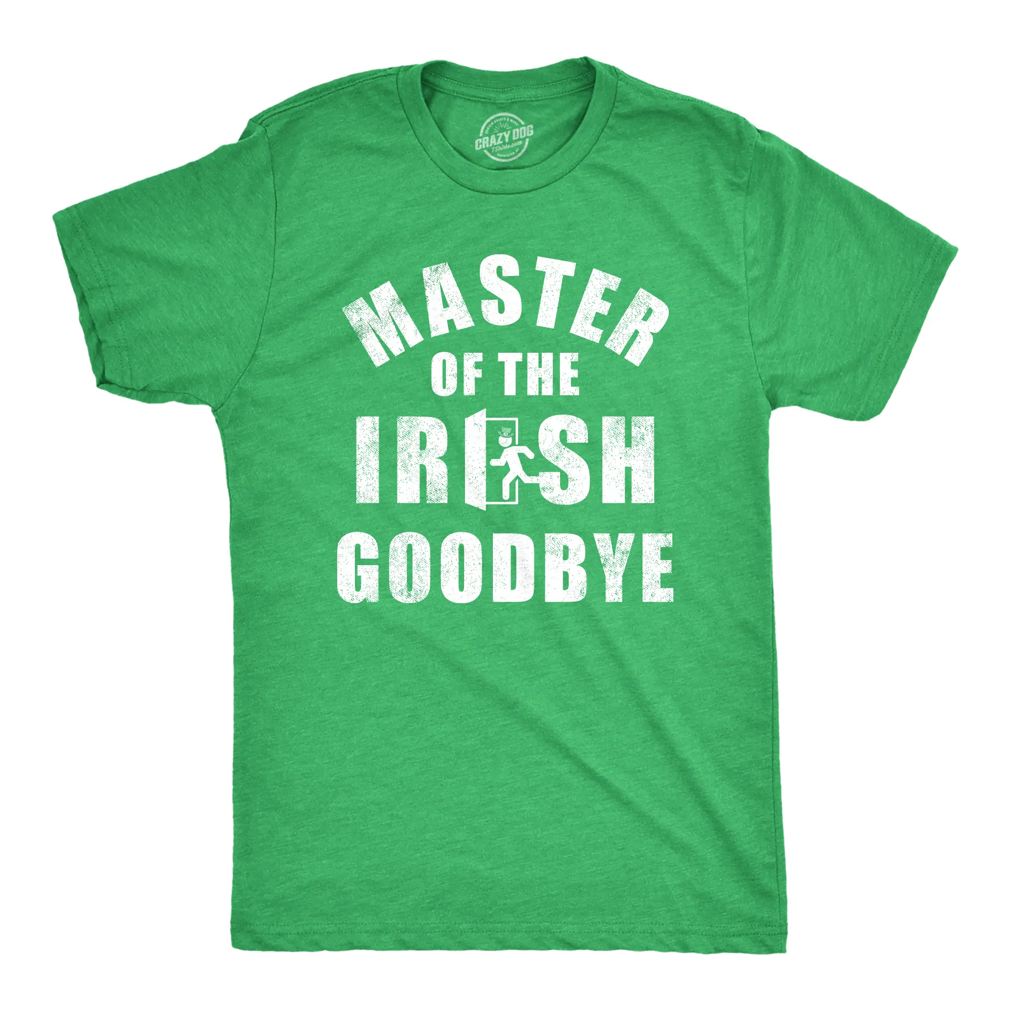 Mens Master of The Irish Goodbye T Shirt Funny Ditching Leaving Joke Tee for Guys Mens Funny T Shirts Cool Vintage Fashion T-Shirt Gift Classic Menswear Saint Patrick's Day Apparel for Men Funny Sarcastic Short Green -