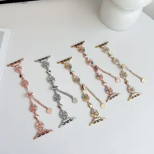 Women Dressy Jewelry Flower Adjustable Bracelet Strap for Apple Watch, Fits 38/40/41/42/44/45/49mm