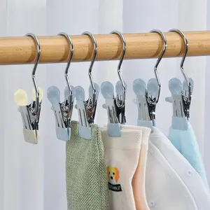 5pcs Hanger Clips, Hook Clips Hold, Hanging Clothes Pins Hooks - Hanger Pack Portable Stainless Steel Home Travel Hangers Clips