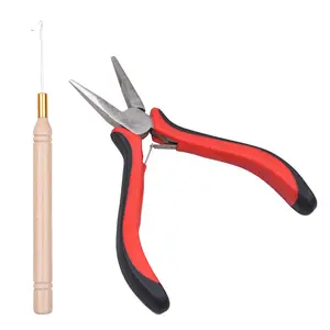 HOTBANANA Greenish Microlink Hair Extensions Kit Beads Hair Extensions Threader Pulling Hook Pliers Micro Link Tools Hair Feathers Extensions Kit for Hair Style